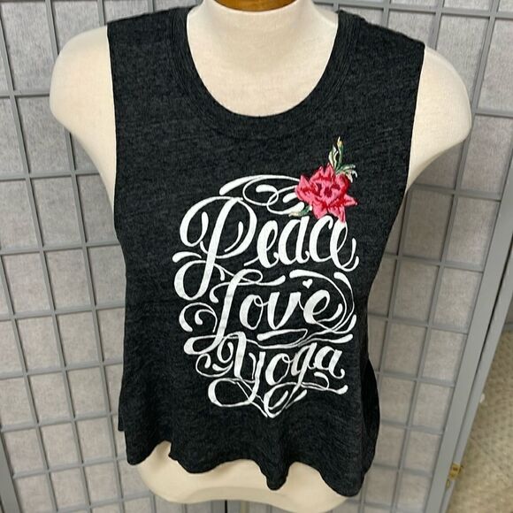 Spiritual Gangster Tops - Spiritual Gangster, Peace, Love and Yoga Tank Top, Women’s Size Small
